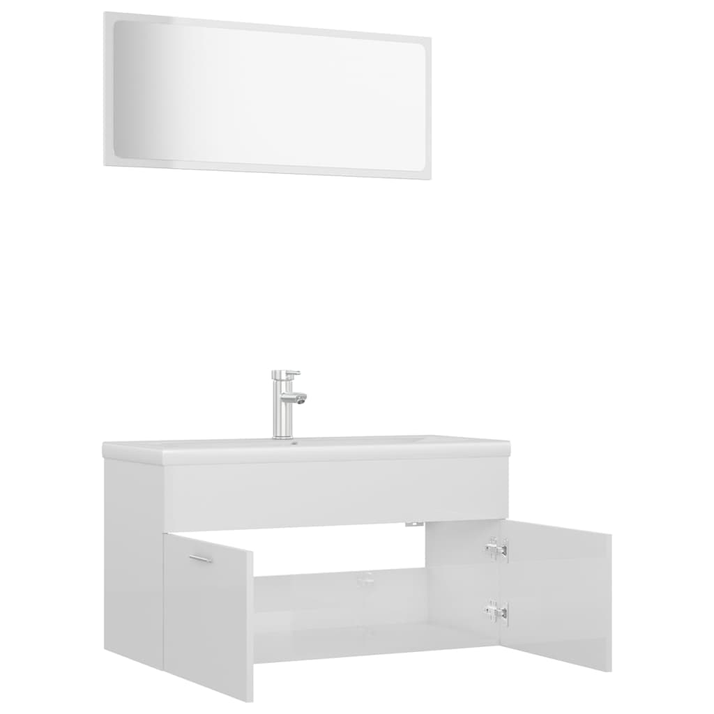 Set Mobili da Bagno Bianco Lucido in Truciolato - homemem39