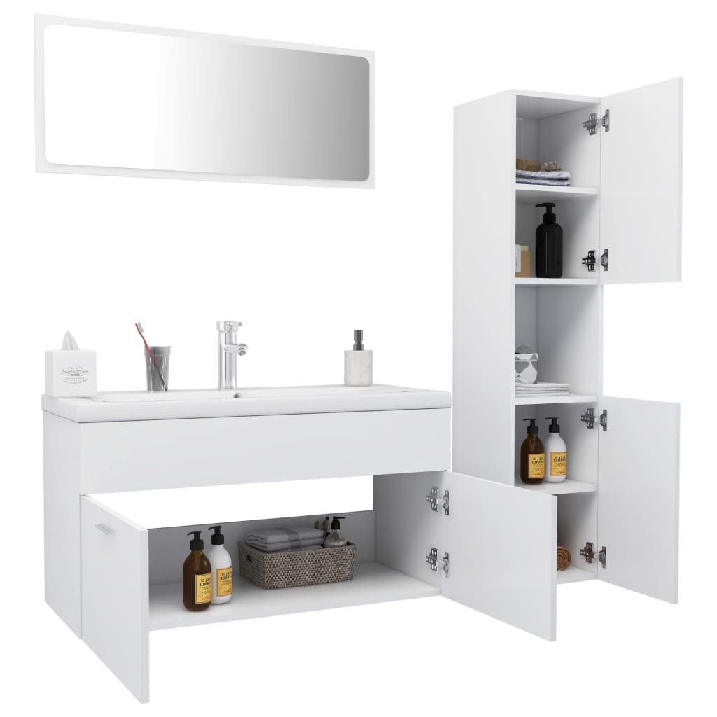 Set Mobili da Bagno Bianco in Truciolato - homemem39