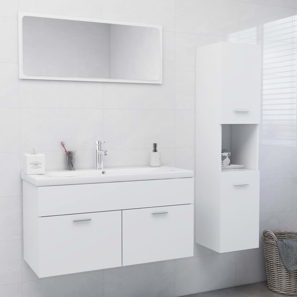 Set Mobili da Bagno Bianco in Truciolato - homemem39