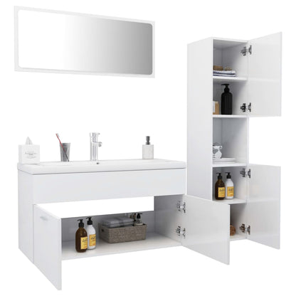 Set Mobili da Bagno Bianco Lucido in Truciolato - homemem39