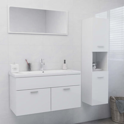 Set Mobili da Bagno Bianco Lucido in Truciolato - homemem39