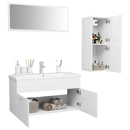 Set Mobili da Bagno Bianco in Truciolato - homemem39