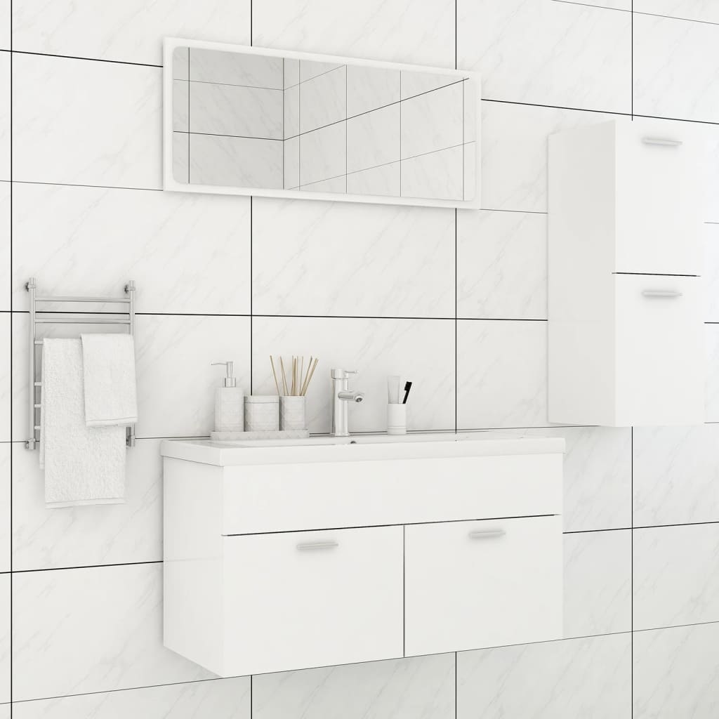 Set Mobili da Bagno Bianco in Truciolato - homemem39