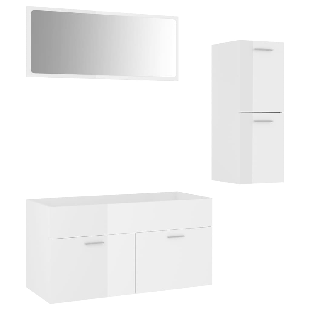 Set Mobili da Bagno Bianco Lucido in Truciolato - homemem39