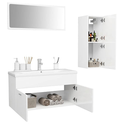 Set Mobili da Bagno Bianco Lucido in Truciolato - homemem39