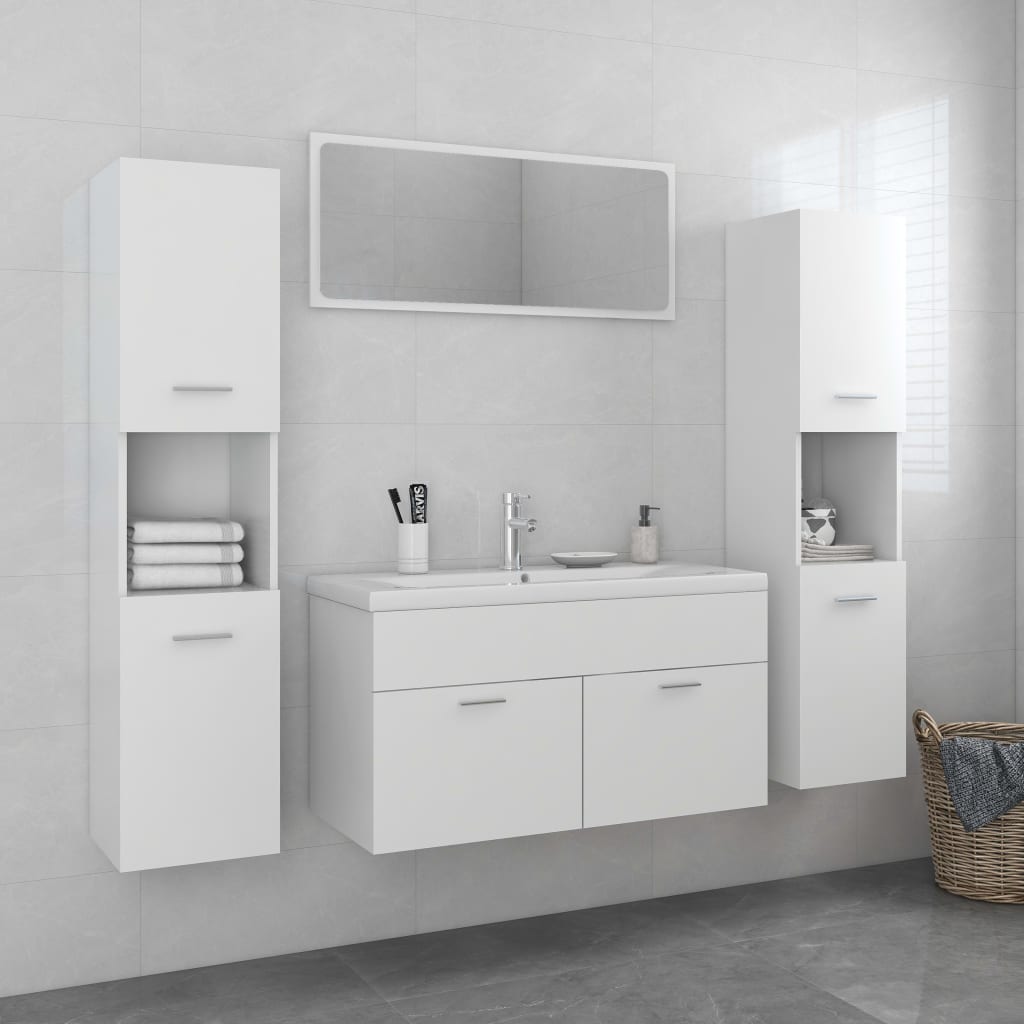 Set Mobili da Bagno Bianco in Truciolato - homemem39