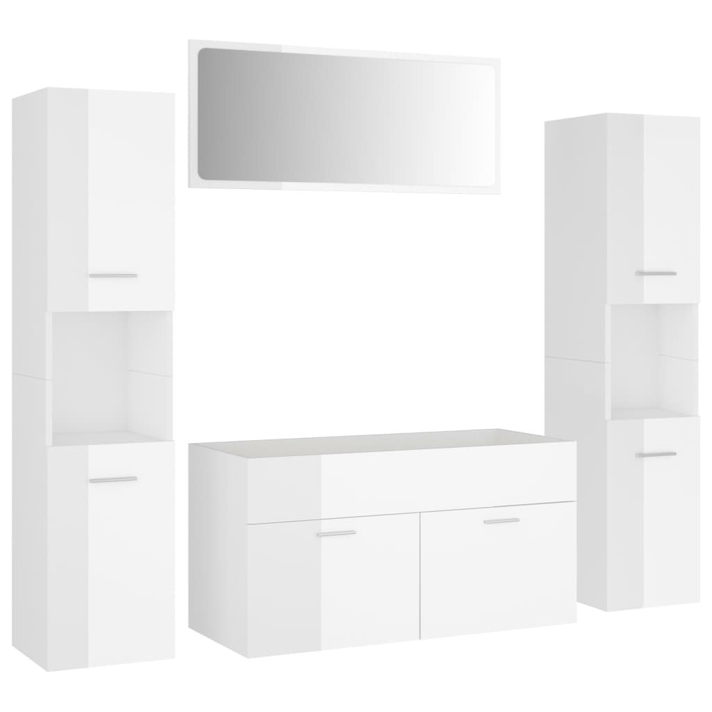 Set Mobili da Bagno Bianco Lucido in Truciolato - homemem39