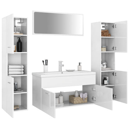 Set Mobili da Bagno Bianco Lucido in Truciolato - homemem39