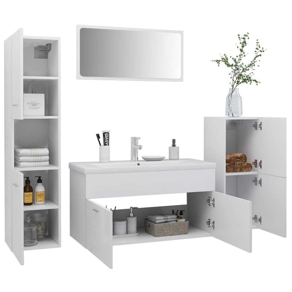 Set Mobili da Bagno Bianco in Truciolato - homemem39