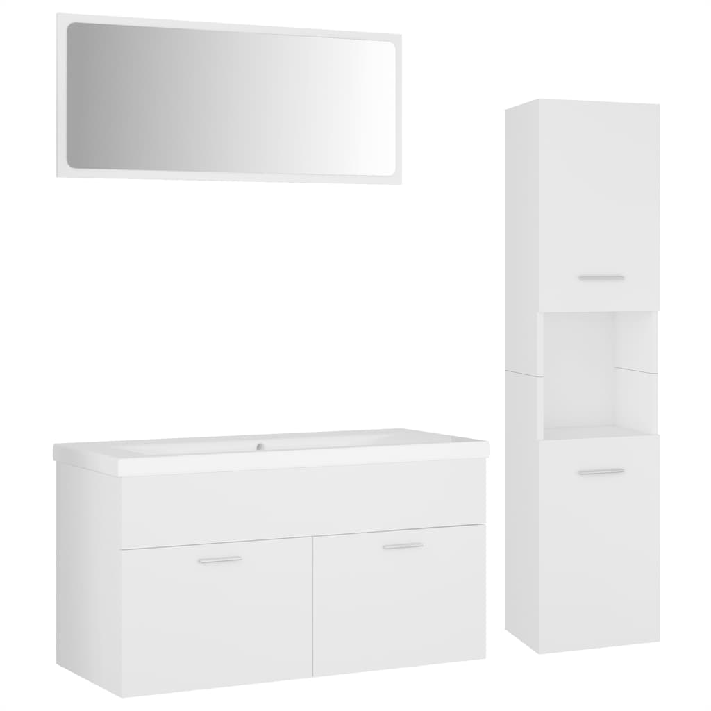 Set Mobili da Bagno Bianco in Legno Multistrato - homemem39