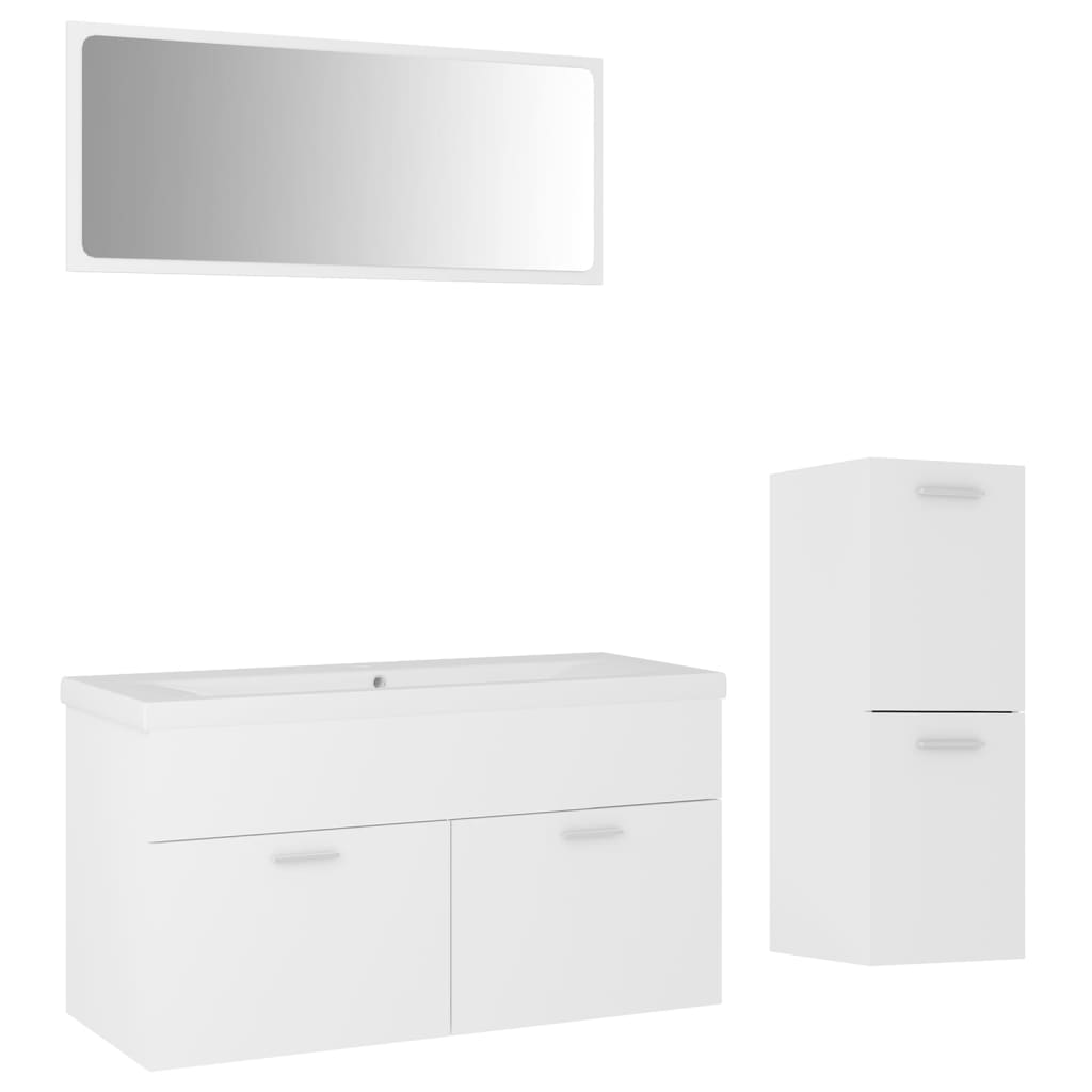 Set Mobili da Bagno Bianco in Legno Multistrato - homemem39