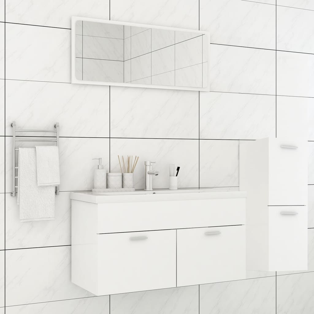 Set Mobili da Bagno Bianco in Legno Multistrato - homemem39