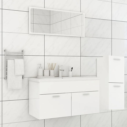 Set Mobili da Bagno Bianco Lucido in Legno Multistrato - homemem39