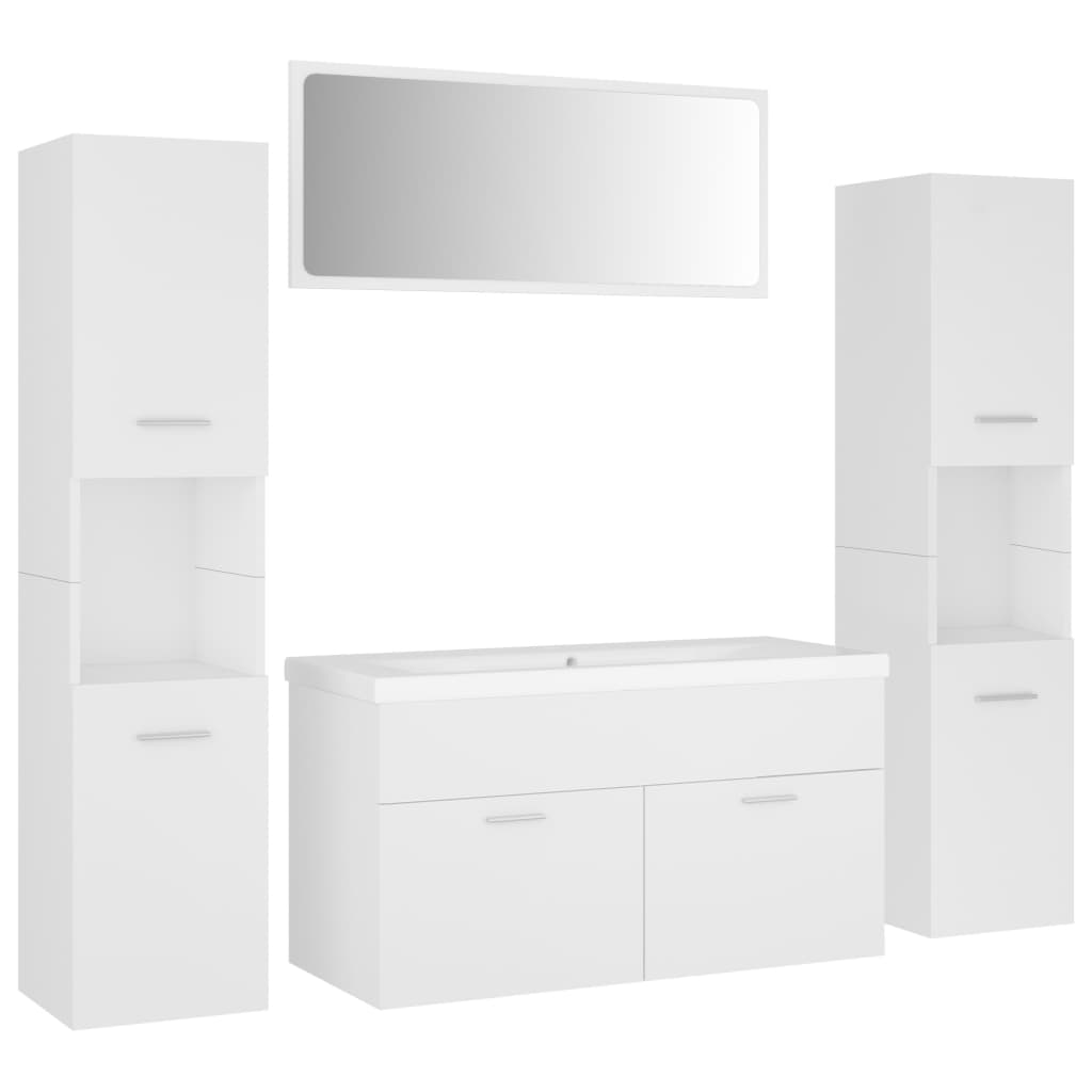 Set Mobili da Bagno Bianco in Legno Multistrato - homemem39