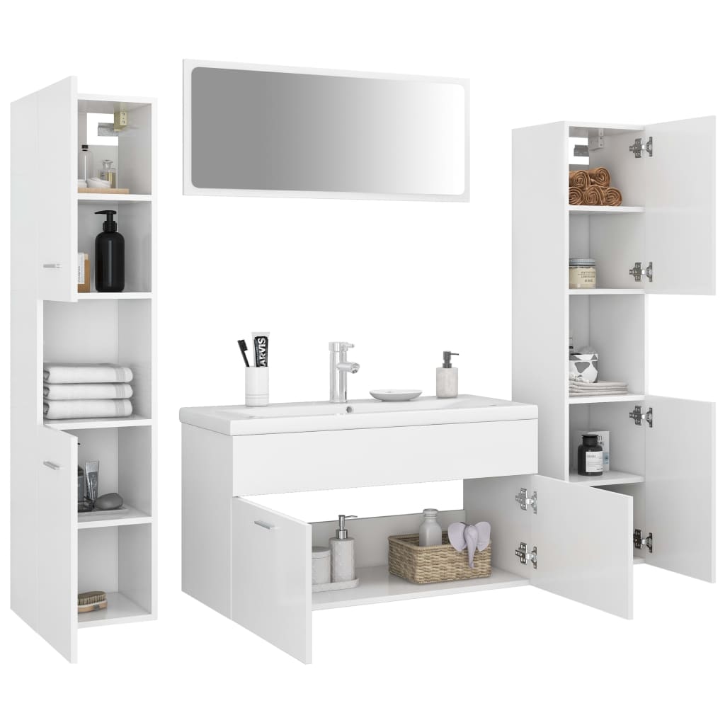 Set Mobili da Bagno Bianco in Legno Multistrato - homemem39