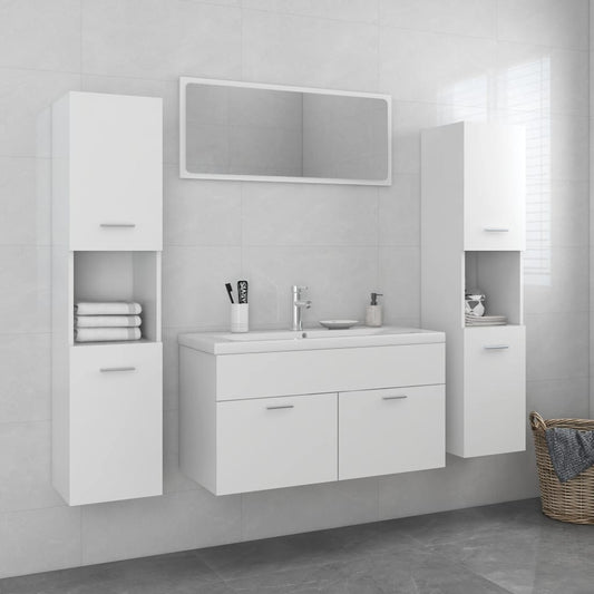 Set Mobili da Bagno Bianco in Legno Multistrato - homemem39