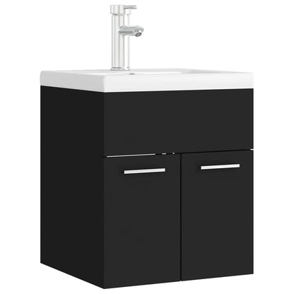 Mobile da Bagno con Lavabo Integrato Nero in Truciolato - homemem39