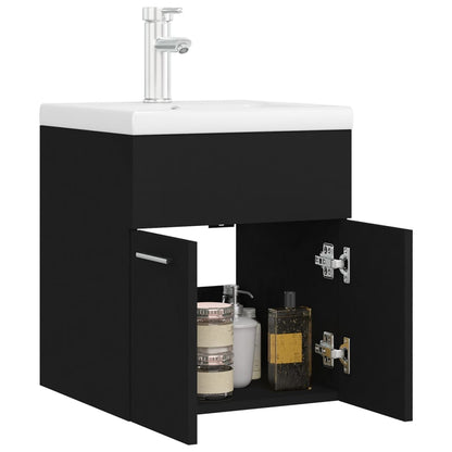 Mobile da Bagno con Lavabo Integrato Nero in Truciolato - homemem39