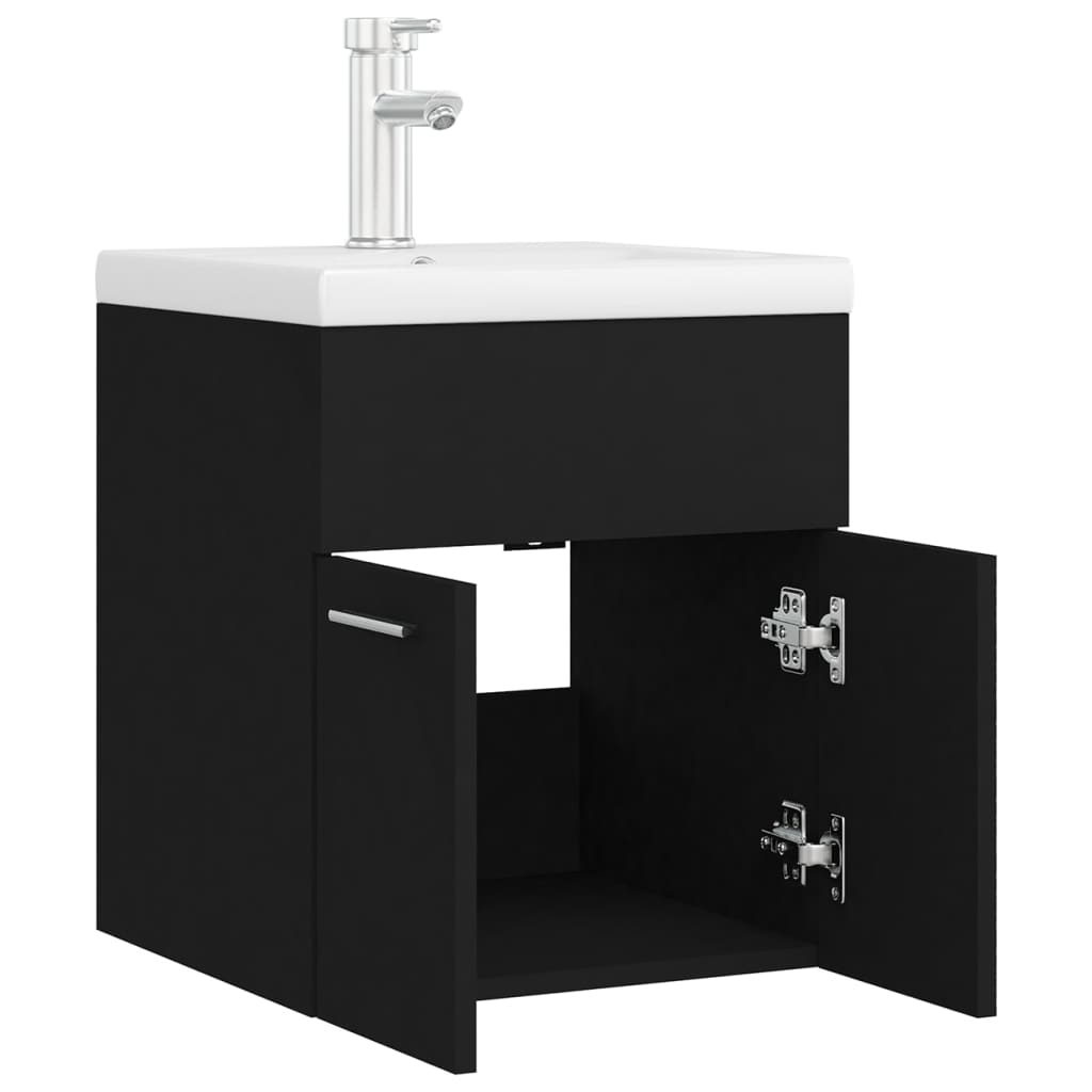 Mobile da Bagno con Lavabo Integrato Nero in Truciolato - homemem39