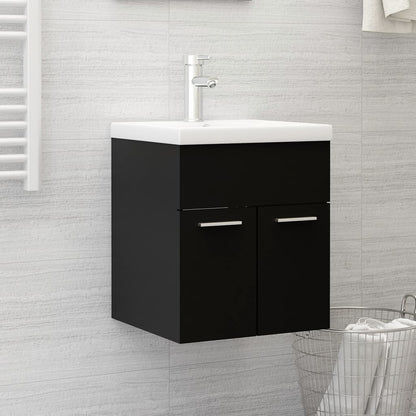 Mobile da Bagno con Lavabo Integrato Nero in Truciolato - homemem39