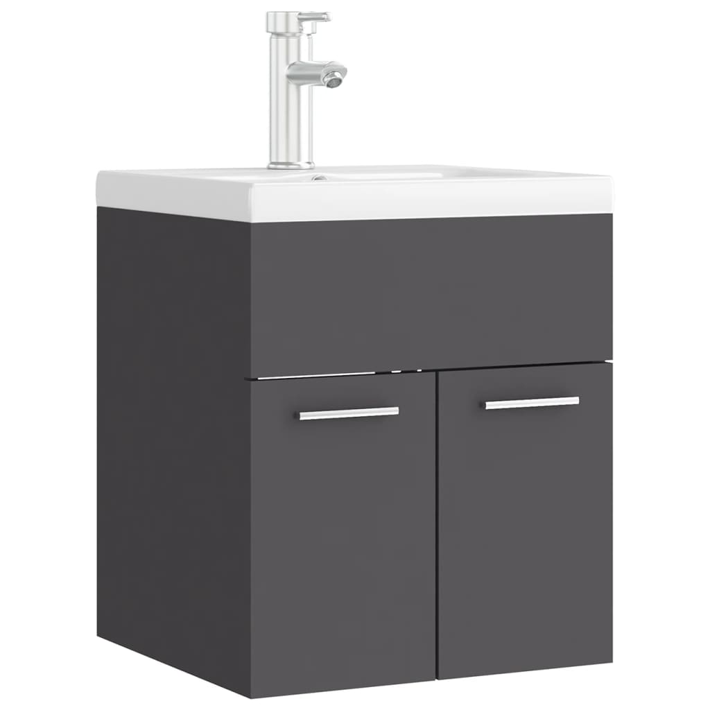 Mobile da Bagno con Lavabo Integrato Grigio in Truciolato - homemem39