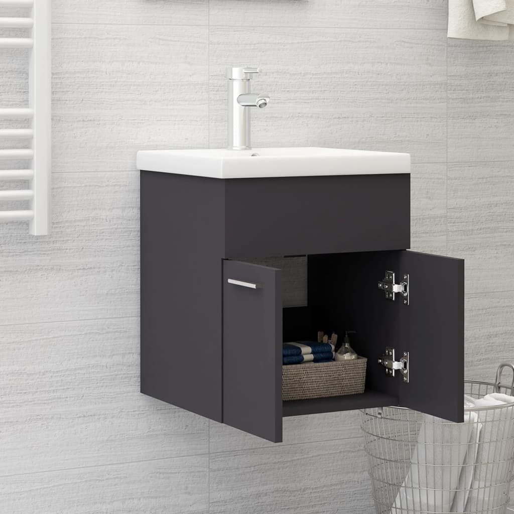 Mobile da Bagno con Lavabo Integrato Grigio in Truciolato - homemem39