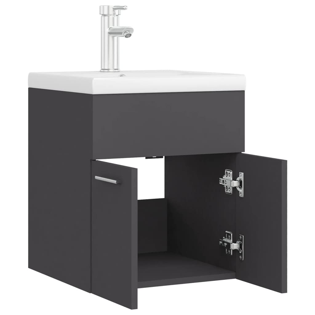 Mobile da Bagno con Lavabo Integrato Grigio in Truciolato - homemem39