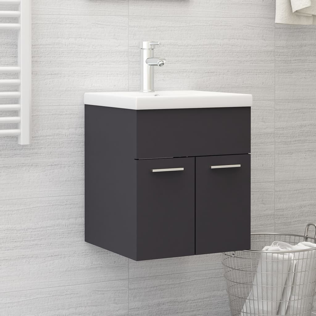 Mobile da Bagno con Lavabo Integrato Grigio in Truciolato - homemem39