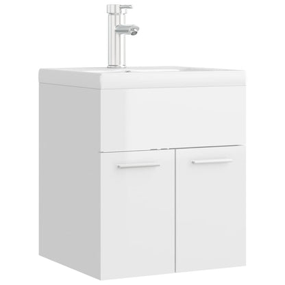 Mobile Bagno con Lavabo Integrato Bianco Lucido in Truciolato - homemem39