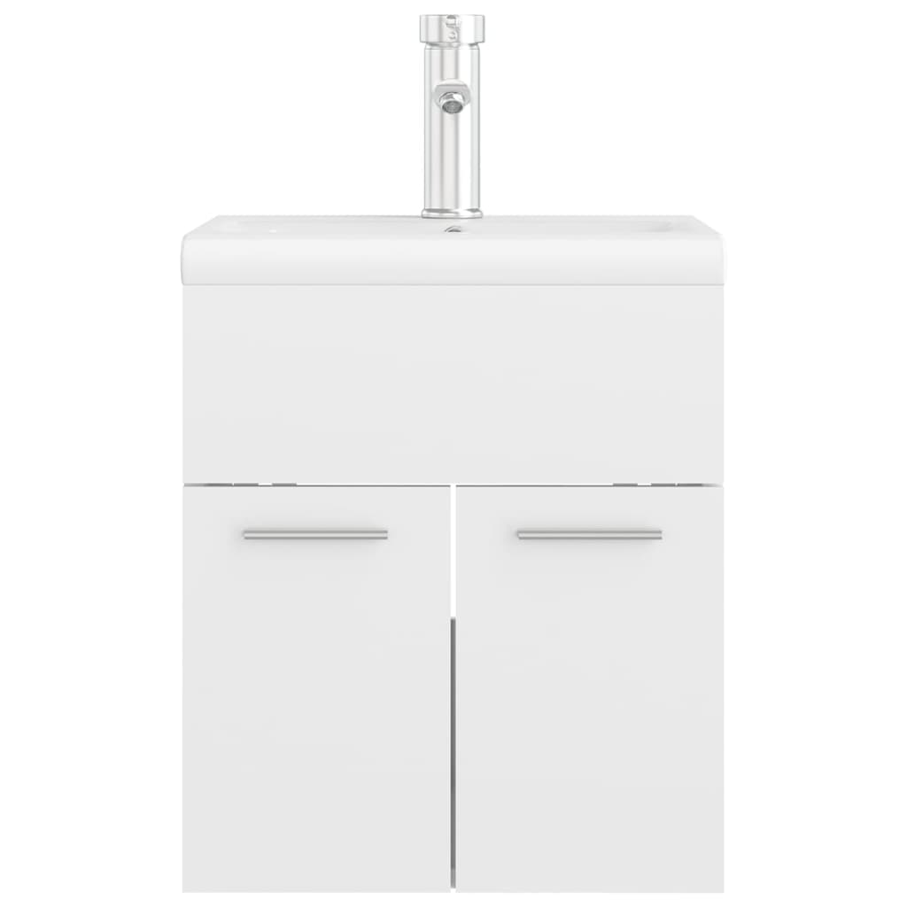 Mobile Bagno con Lavabo Integrato Bianco Lucido in Truciolato - homemem39