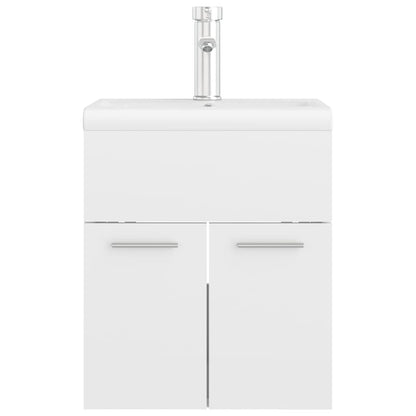 Mobile Bagno con Lavabo Integrato Bianco Lucido in Truciolato - homemem39