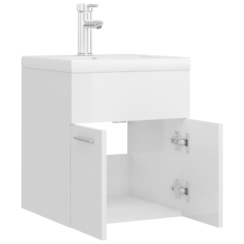 Mobile Bagno con Lavabo Integrato Bianco Lucido in Truciolato - homemem39