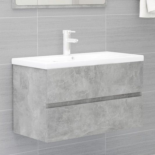 Mobile Bagno con Lavabo Integrato Grigio Cemento in Truciolato - homemem39