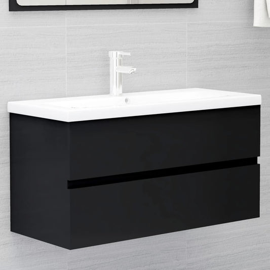 Mobile con Lavabo Integrato Nero in Legno Multistrato - homemem39