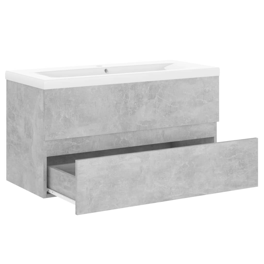 Mobile con Lavabo Integrato Grigio Cemento in Legno Multistrato - homemem39