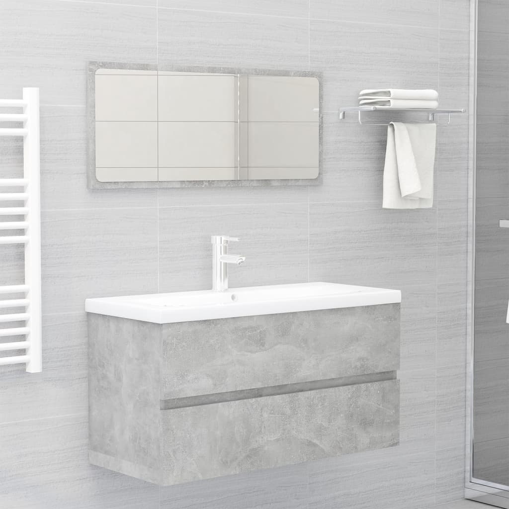 Mobile con Lavabo Integrato Grigio Cemento in Legno Multistrato - homemem39