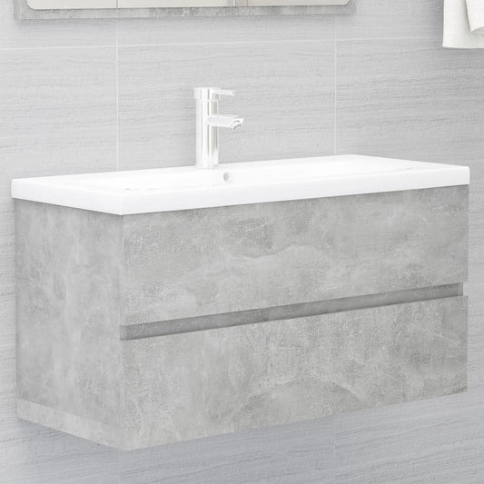 Mobile con Lavabo Integrato Grigio Cemento in Legno Multistrato - homemem39