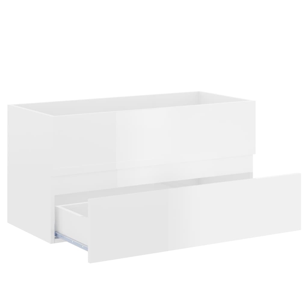 Mobile Bagno con Lavabo Integrato Bianco Lucido in Truciolato - homemem39