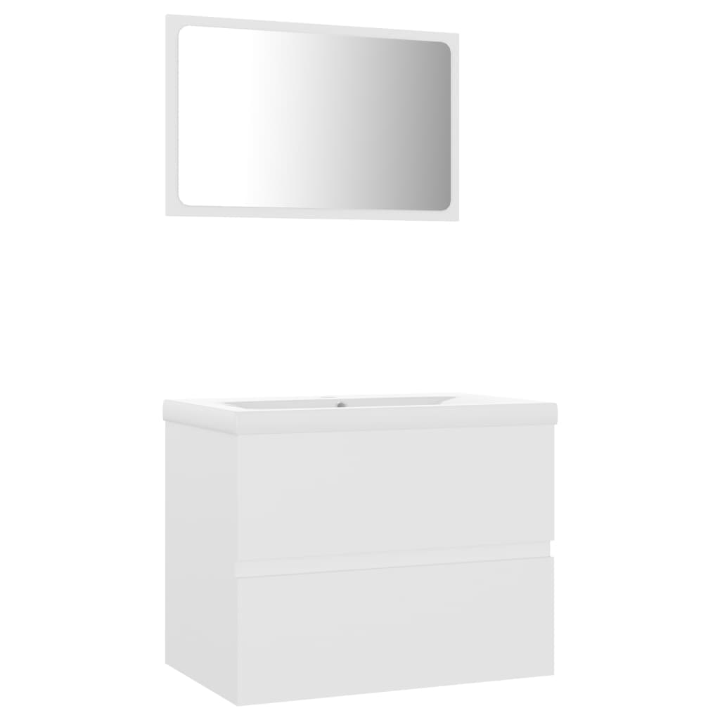 Set Mobili da Bagno Bianco in Legno Multistrato - homemem39