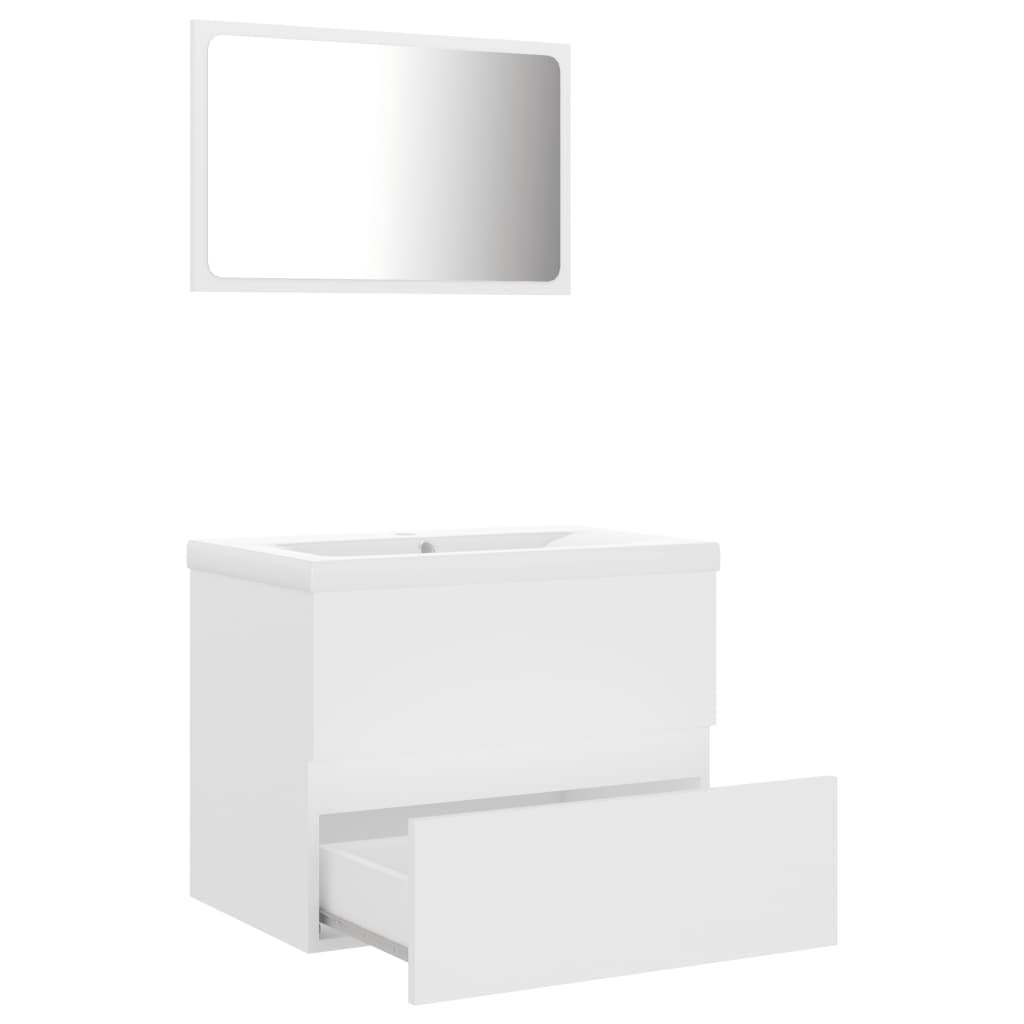 Set Mobili da Bagno Bianco in Legno Multistrato - homemem39