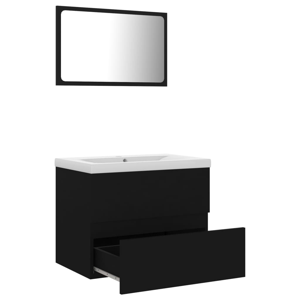 Set Mobili da Bagno Nero in Truciolato - homemem39