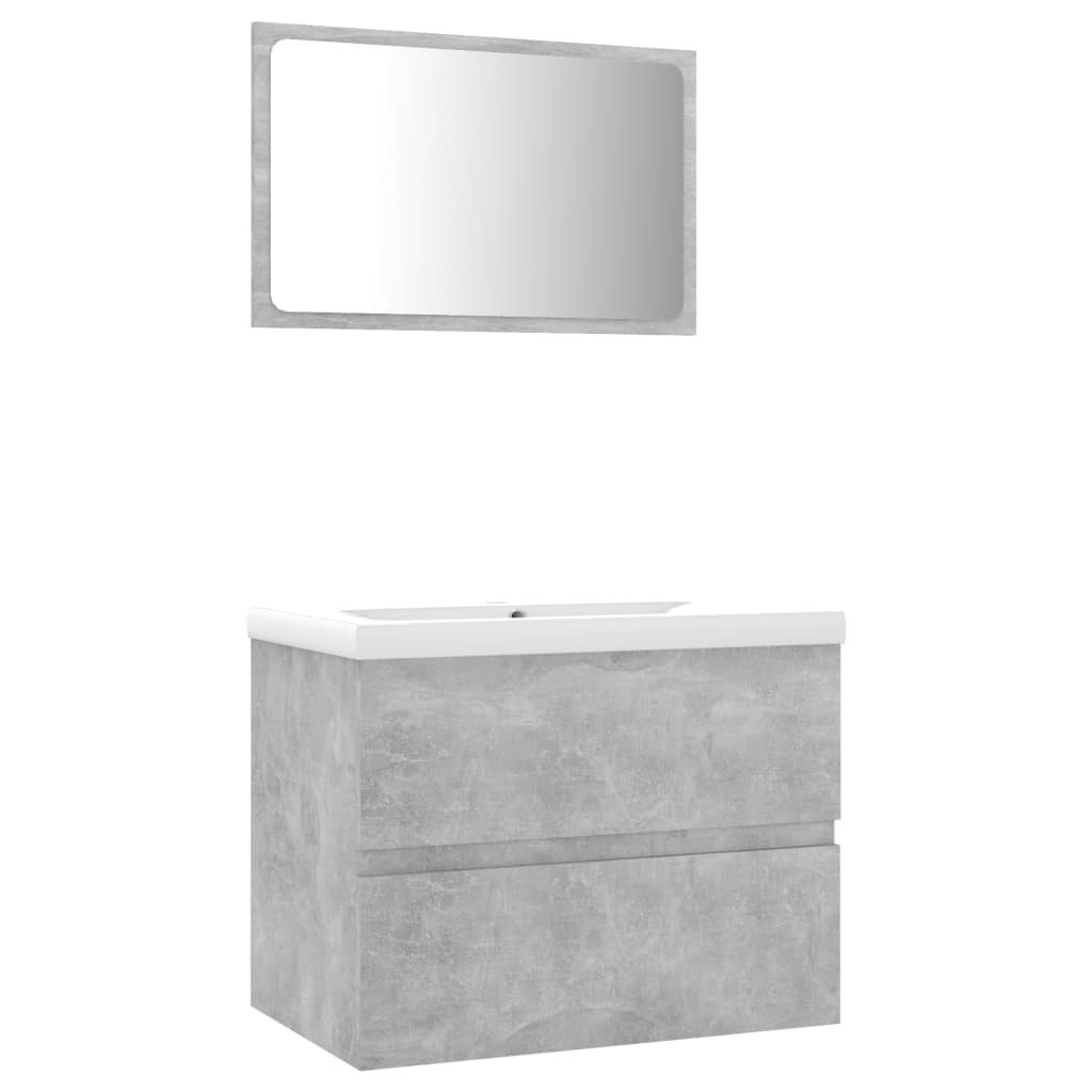 Set Mobili da Bagno Grigio Cemento in Legno Multistrato - homemem39