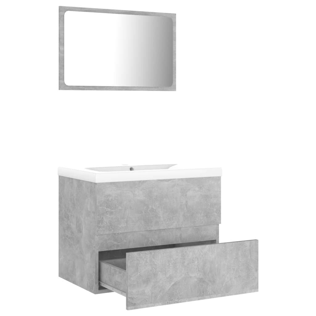 Set Mobili da Bagno Grigio Cemento in Legno Multistrato - homemem39