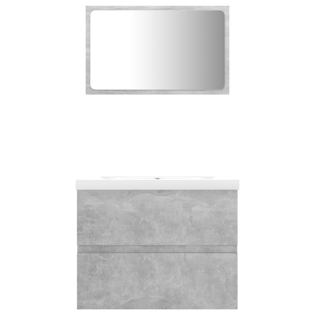 Set Mobili da Bagno Grigio Cemento in Legno Multistrato - homemem39