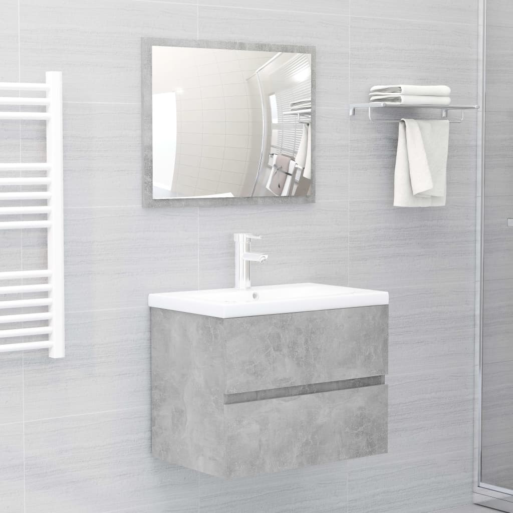 Set Mobili da Bagno Grigio Cemento in Legno Multistrato - homemem39