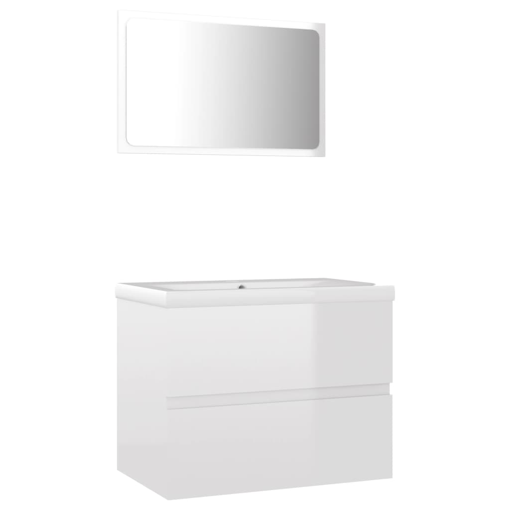 Set Mobili da Bagno Bianco Lucido in Legno Multistrato - homemem39