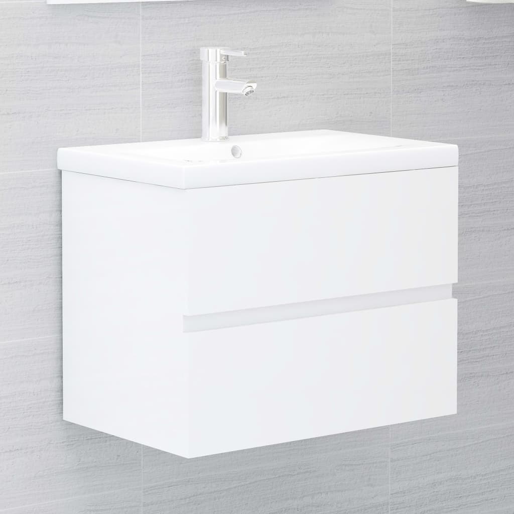 Set Mobili da Bagno Bianco Lucido in Legno Multistrato - homemem39