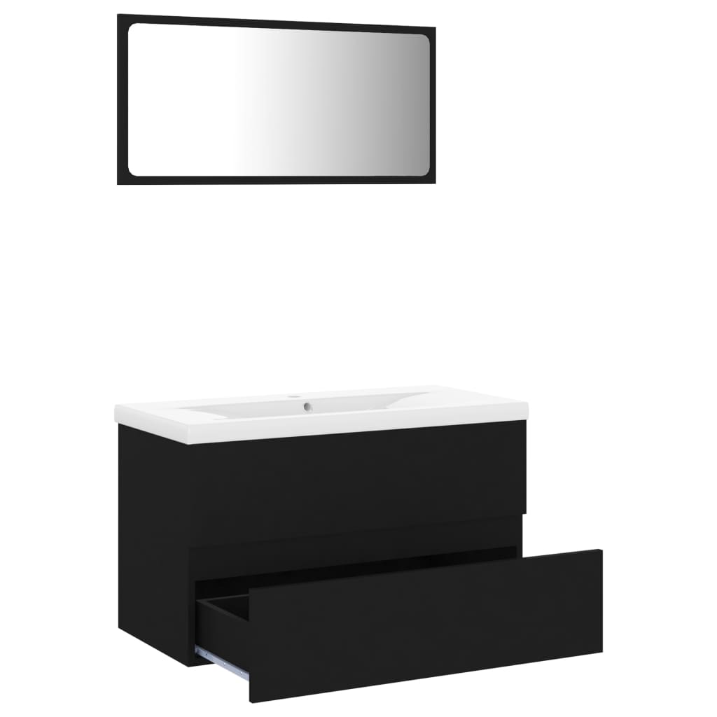 Set Mobili da Bagno Nero in Truciolato - homemem39