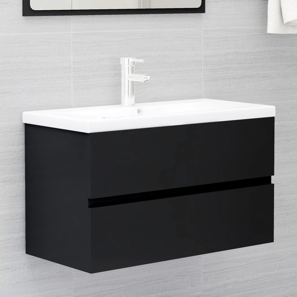 Set Mobili da Bagno Nero in Truciolato - homemem39