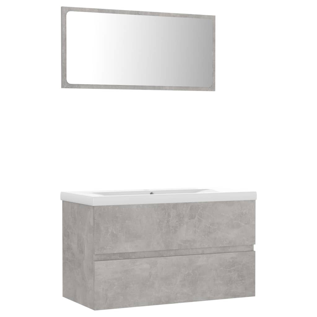 Set Mobili da Bagno Grigio Cemento in Legno Multistrato - homemem39